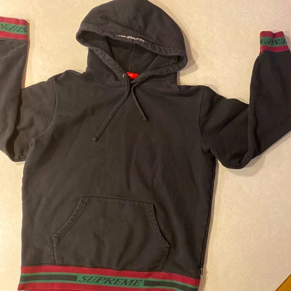 Supreme striped rib hooded sweatshirt